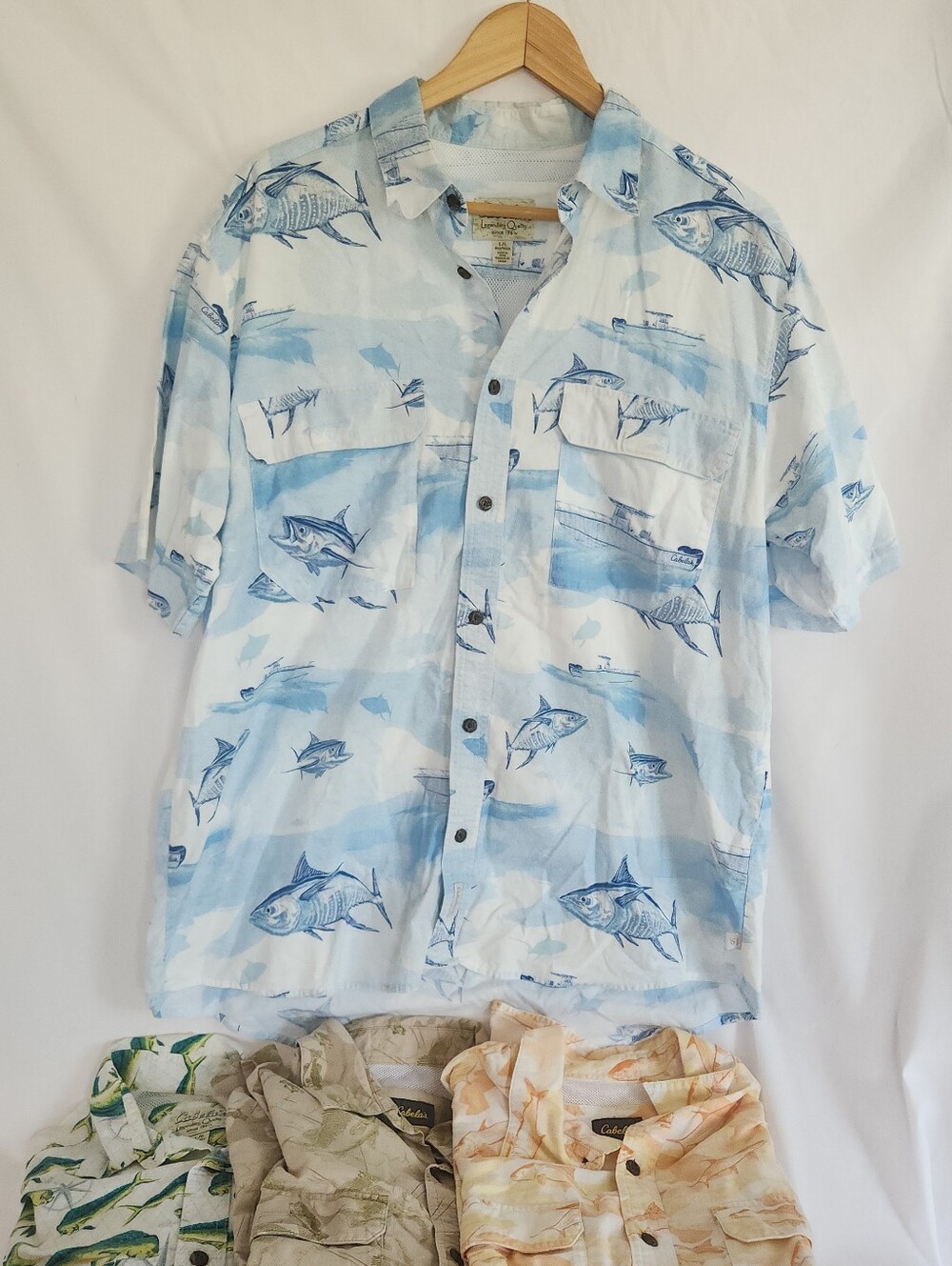 Cabela's '61 100% Cotton Fishing Shirts Outdoor Button Up Lightweight L (4)
